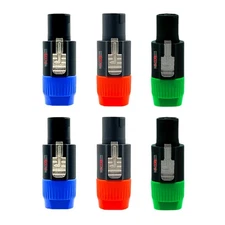 6 Pack 4 Pole Speakon Male Plug Speaker Conductor Audio Cable Connector Adapter