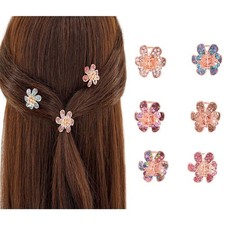 Campsis 6 PCS Rhinestone Mini Hair Clip Flower Jaw Clip Sparkly Crystal Small...