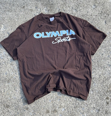 Vintage Olympia Sports Brown Graphic Print Men's XL Cotton Short Sleeve T-Shirt