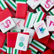 American Mahjong Game Set, 160 Red Layered Mah Jong Tiles