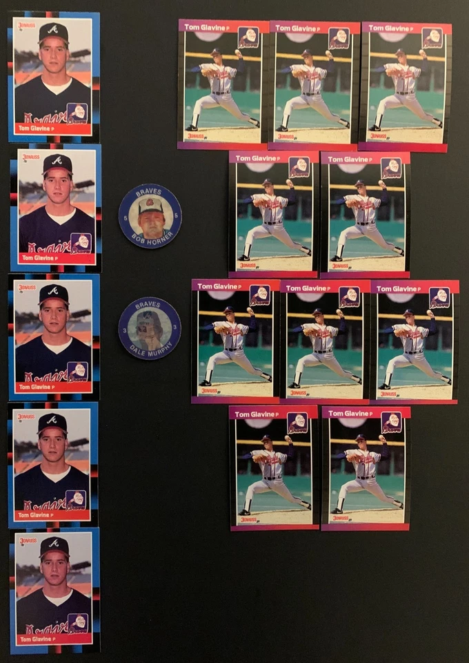 1966-Topps-ATLANTA BRAVES (20 CARTAS) + TARJETAS DE BONIFICACIÓN TOM GLAVINE + MONEDA DE DALE MURPHY Foto 3 de 4