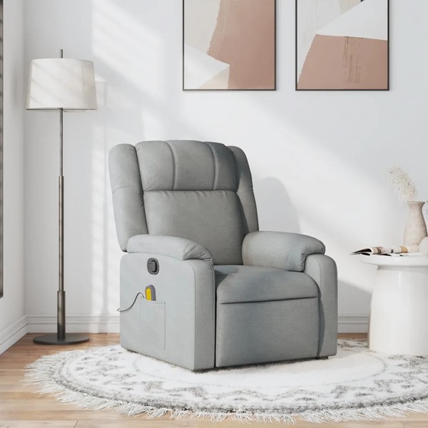 Massagesessel Hellgrau Stoff Mit Fernbedienung Shiatsu Relax Sessel-image