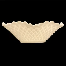Westmoreland White Hobnail Milk Glass Ruffle Square Bowls Diamond Point 3 Piece