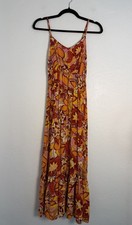 Forever 21 Floral Maxi SunDress Women Small Orange pink Cottagecore Vacation