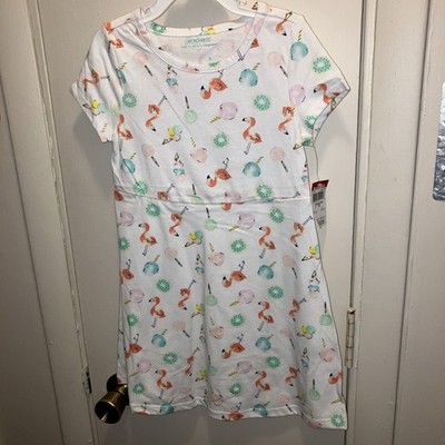 WonderKids Multicolored Flamingo Print Short Sleeve Dress 5T New With Tags