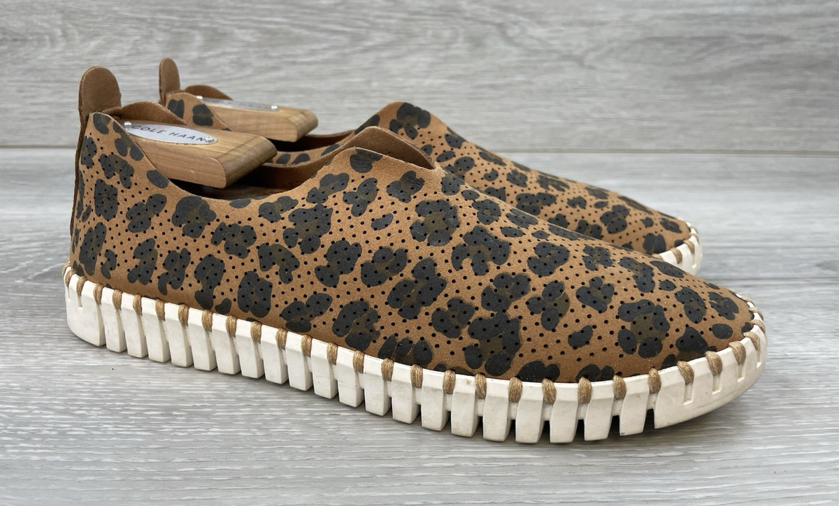 Ilse Jacobsen Women's Sneaker Brown 10 Slip On Leopard Print Comfort Travel