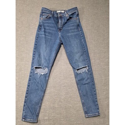 TOPSHOP Jamie Jeans Mid Wash Ripped Knee Skinny Leg Women's W30 L30