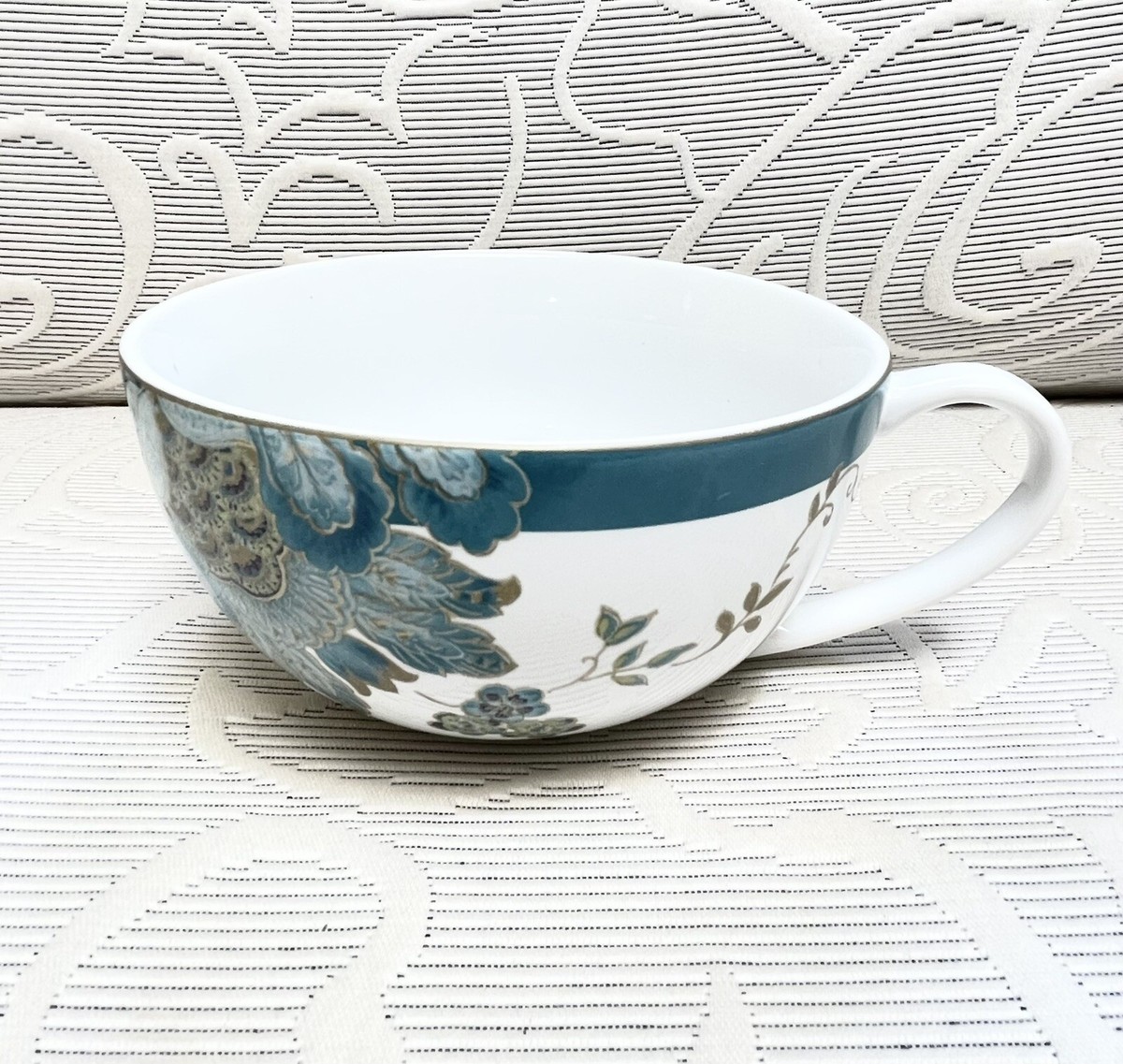 EUC 222 Fifth Eliza teal Cafe au Lait soup mug 5  x 3" | eBay