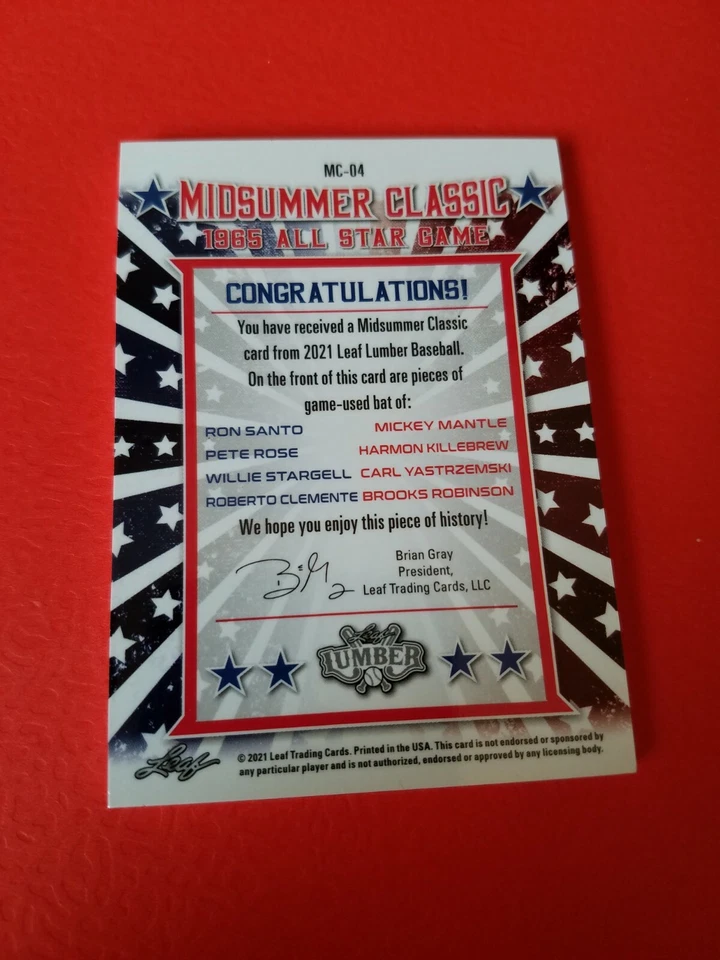 Tarjeta de murciélago Mickey Mantle #17/20 Roberto Clemente PETE ROSE Stargell YASTRZEMSKI Foto 2 de 2