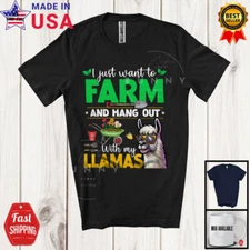 Just Want To Farm Hang Out With My Llamas, Adorable Flowers Farmer T-Shirt