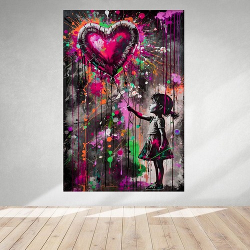 LEINWAND BILD ER XXL ABSTRAKT POP ART BALLOON GIRL GRAFFITI BUNT WAND POSTER 578 - Bild 5 von 6