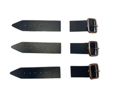 Sturdy Black Kilt Strap and Chrome Buckle with Leather Tab 1.25 Inch 3cm Wide x3