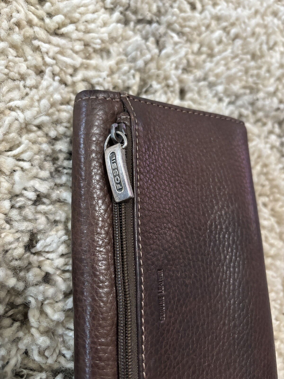 Fossil Multifunction Dark Brown Real Leather Wall… - image 9