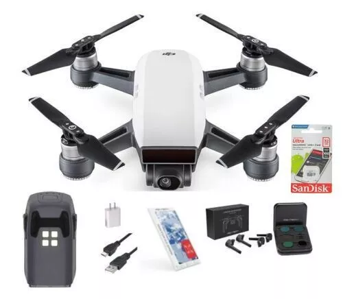 DJI Spark Camera Drone Alpine White Bundle, ready to fly quadcopter with  camera