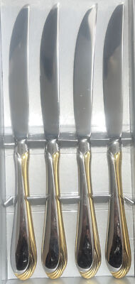 Royal Limited PINO Style 2067 Gold Accent Stainless Steel Dinner Knives Set of 4