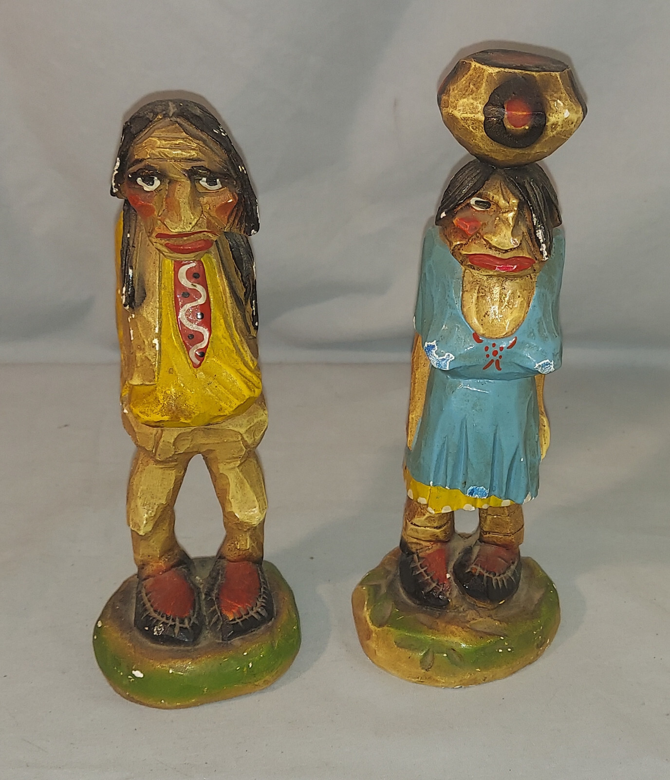 H.S.  "Andy"  Anderson  Native American  Indian Couple  Chalkware  Sculptures