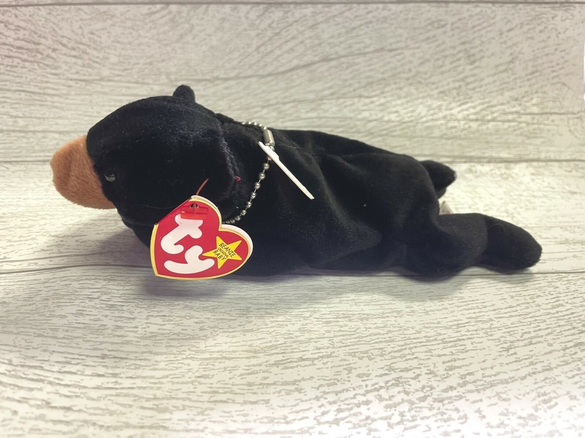 NAME TAG 7-15-94 Blackie Bear 5th Generation 1993 Retired Ty Beanie Baby  Mint