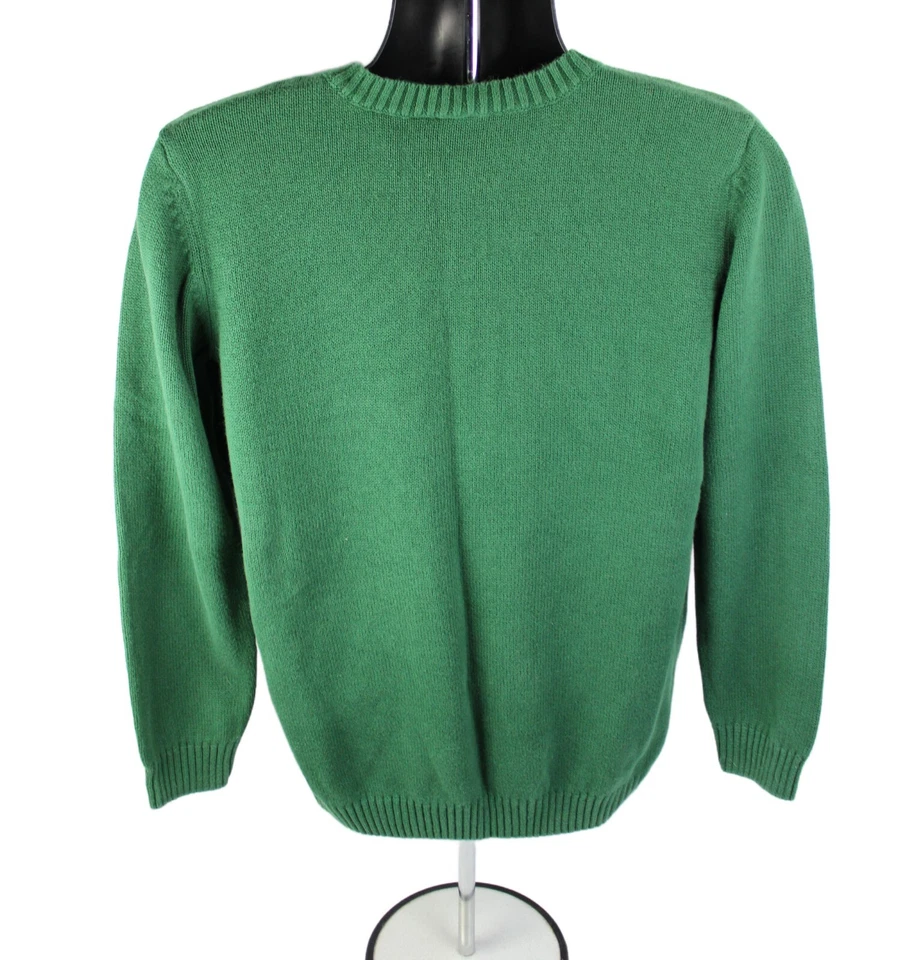 Suéter pulôver masculino J. cáqui Argyle XL mistura de algodão verde LS JK - Imagem 2 de 4