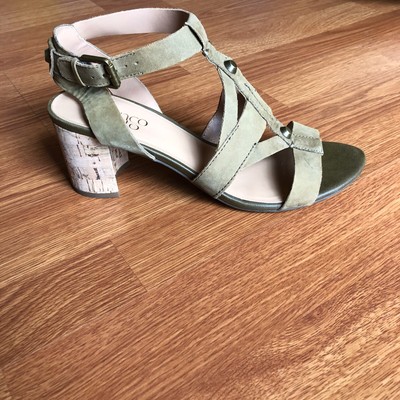 olive green block heel sandals