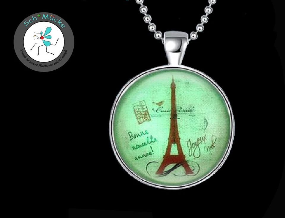 Halskette Eiffelturm nachtleuchtend Paris Retro Frankreich Geschenkidee Rarität - Bild 2 von 2