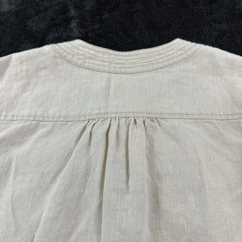 Chaqueta Liz Claiborne Mujer Pequeña Lino Marfil Recortada Botón Frontal Cottagecore Foto 3 de 4