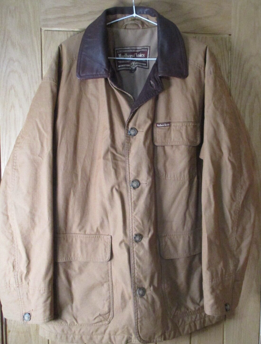 Marlboro Classics Chore Jacket, Utility, Leather, Beige, Mens L VGC