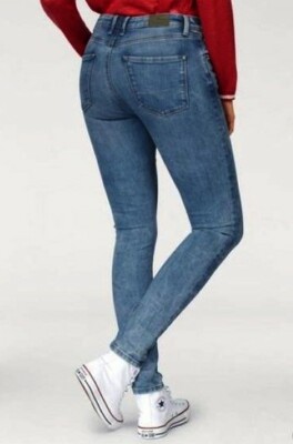 Pepe Jeans Skinny Regent Wiser High Waist Damen Hose Stretch Blue Used Denim L32