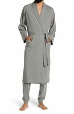 NWT DANIEL BUCHLER IRON GRAY HEATHERED SHAWL COLLAR BELT WRAP MEN ROBE SIZE L/XL