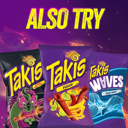 Takis Blue Heat 17 oz Fiesta Size Bag, Hot Chili Pepper Rolled Tortilla Chips - Picture 7 of 8