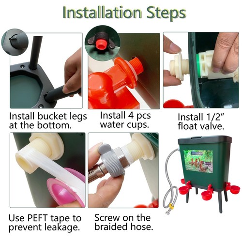 Automatic Chicken Waterer Self-Filling Float Controlled Poultry Water Feeder ... - Picture 4 of 7
