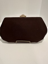 Vintage Morris Moscowitz Brown Silk Clutch Purse Pink Lining Attached Coin Purse