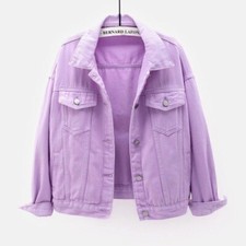 Womens Ladies Denim Jacket Soft Cotton Loose Plus Zise Stonewash Coat