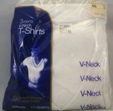Jcpenny Vintage Mens V Neck 3 Pack Size 46 Polyester Cotton Blend  😊😎