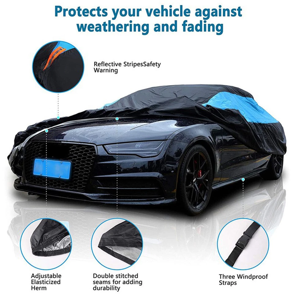 For Sedan Car Cover All Weather Protection Rain Dust Anti-UV Cotton Waterproof - Изображение 2 из 4
