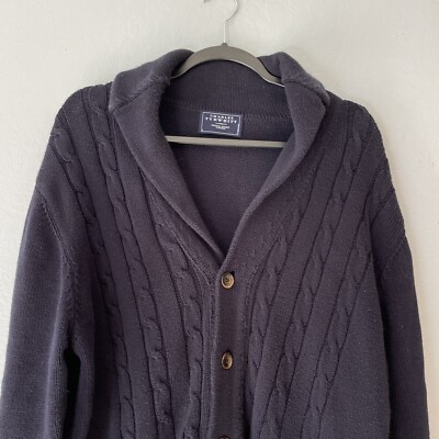 Charles Tyrwhitt Shawl Collar Cardigan Cable Knit Cotton Sweater Men’s Large