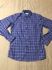 NEW Eton Of Sweden Contemporary Fit York Plaid Dress Shirt - Blue - Size 38 / 15