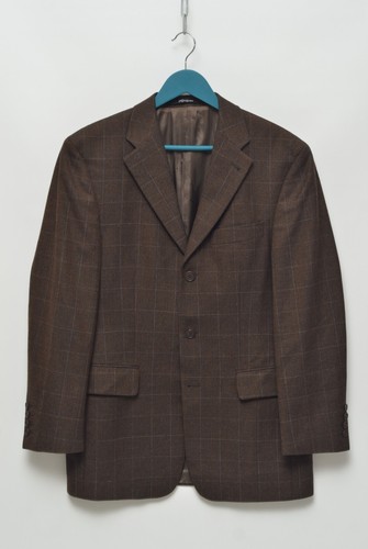 Yves Saint Laurent YSL Vintage Men's Brown Wool Plaid Blazer Jacket Size 48 - Picture 6 of 14