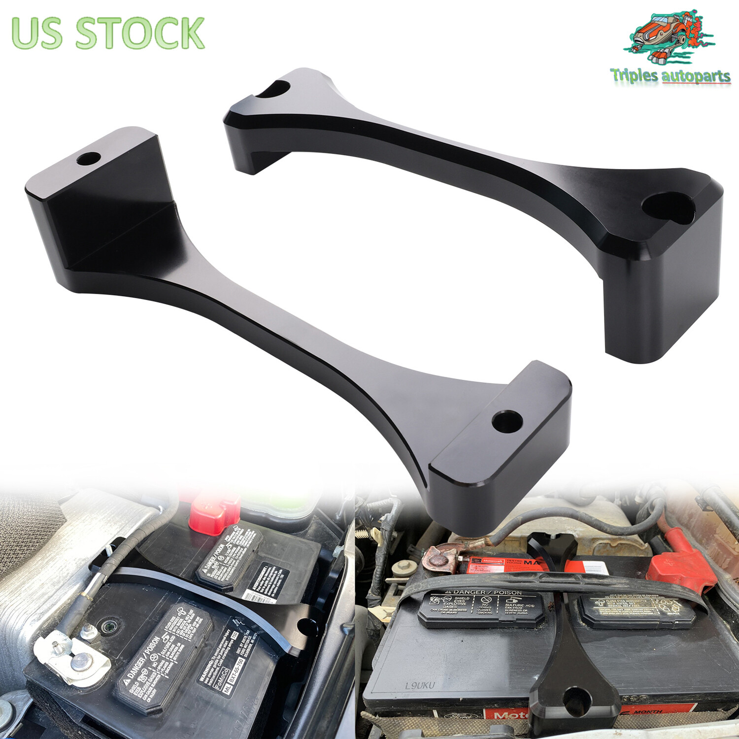 Aluminum Billet Battery Hold Down Kit For 11-22 Ford Superduty 6.7L Powerstroke