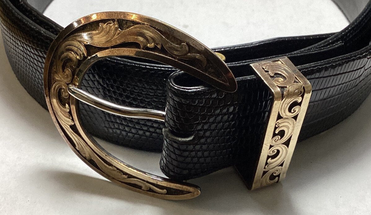 Gist Sterling Silver 1/10th 10k Belt Buckle & Keeper w/Loveless 38