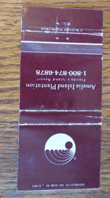 FERNANDINA FLORIDA MATCHBOOK COVER: AMELIA ISLAND PLANTATION EMPTY MATCHCOVER -C