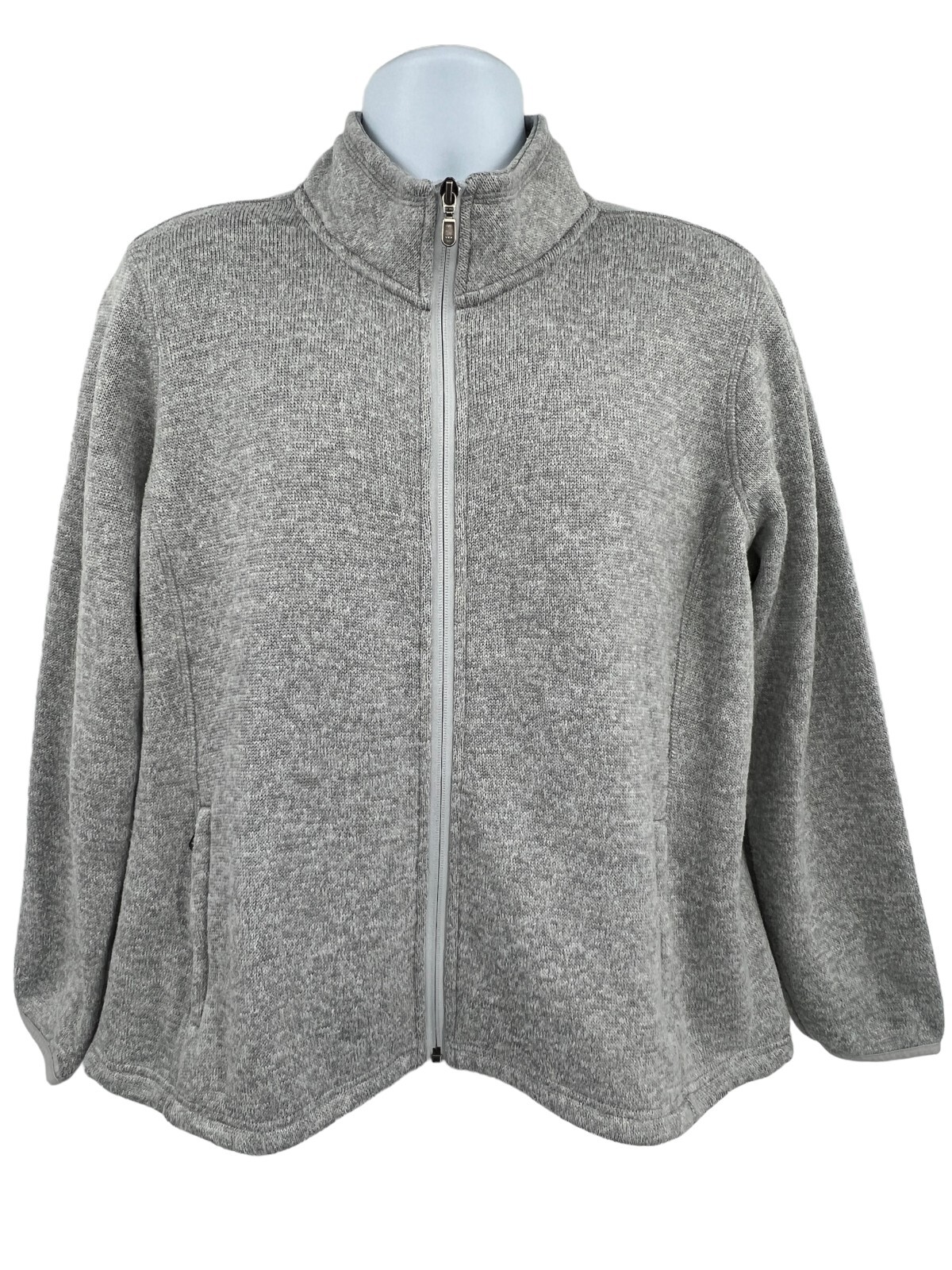 Orvis Light Gray Polyester Soft Full Zip Knit Jac… - image 1