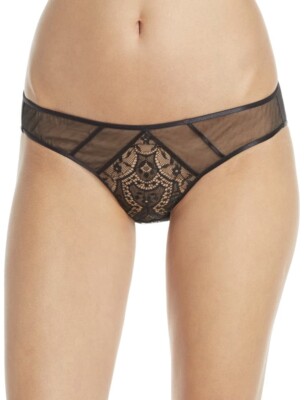 Dita Von Teese Thong String Maestra Black Size XS 8 Semi Sheer Mesh Lace D23390