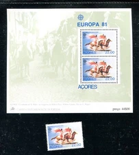 PORTUGAL-AZORES 322 AND 322a SS (2) 1981 EUROPA, MNH (POR411K)