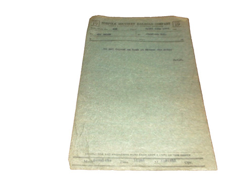 1940's  NORFOLK SOUTHERN RAILWAY TRAIN ORDERS B