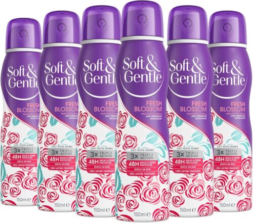 SOFT & GENTLE Anti-Perspirant Deodorant Spray and Roll On Pack of 6 X 250 ml - Picture 2 of 13