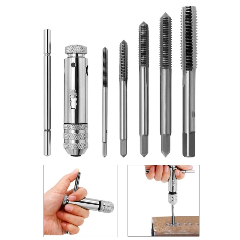Adjustable Ratcheting Wrench Manual Tap Wrench Set THandle Ratcheting