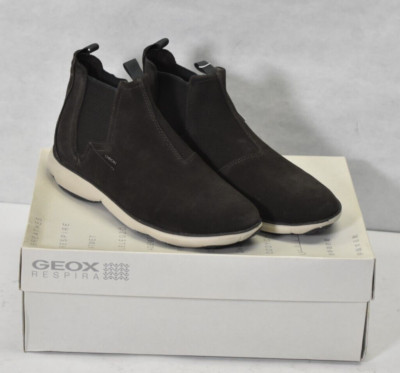Geox Respira Mens Nebula High Top Fashion Sneakers Suede Dark Coffee Brown