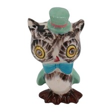 Vintage McM Small Kitchy Owl With Top Hat And Rhinestone Eyes Single Of...