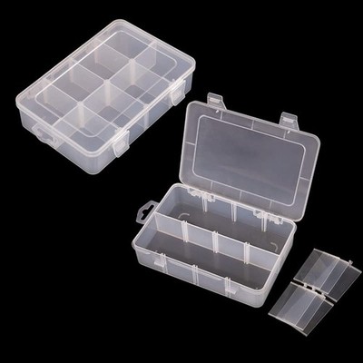 2 Packs 8-Compartments Art Supply Container, Clear Plastic Organizer with Div...