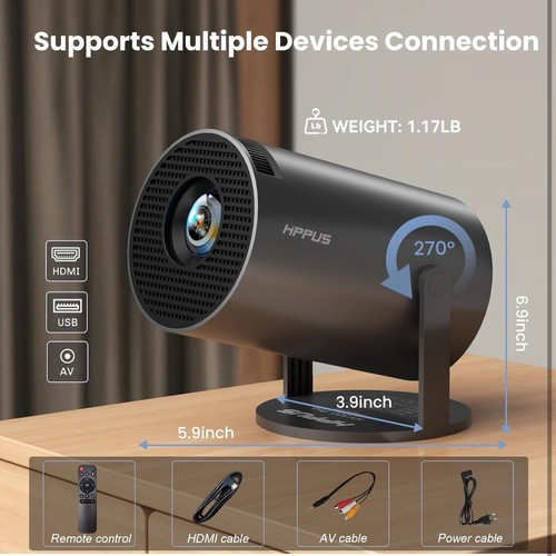 180°Adjustable Stand Smart Mini Portable Projector with WiFi and Bluetooth - Picture 7 of 13